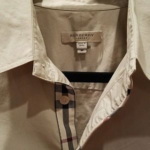 Button up Burberry shirt.